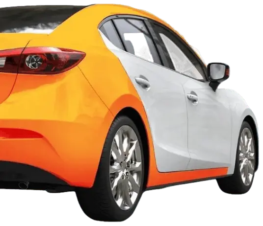 light gray car wth orange rare